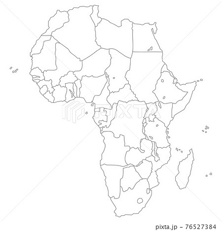 アフリカ大陸の地図　塗り絵　線画