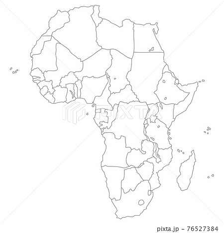 アフリカ大陸の地図 塗り絵 線画のイラスト素材