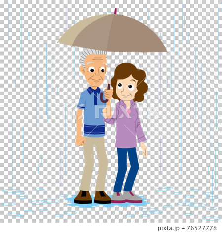 下雨天約會的老夫妻 76527778