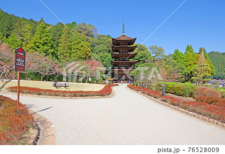 山口市の人気観光スポット国宝瑠璃光寺五重塔の写真素材