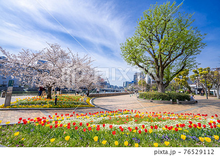 昼の中洲・清流公園　福岡市の歓楽街中洲の昼間 76529112