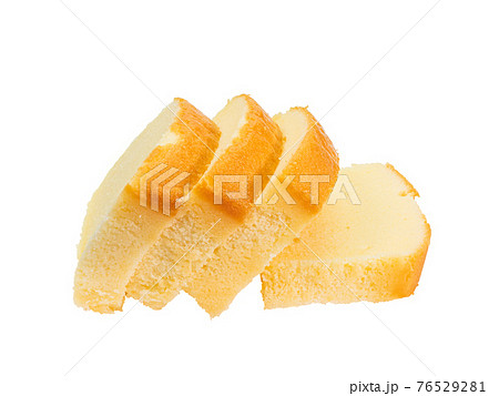 Butter cake, a close up of homemade sliced pound cake bakery isolated on white background. Butter cake, a close up of homemade sliced pound cake bakery isolated on white background. 76529281