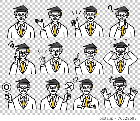 博士　シニア　医師　医者　男性　ポップ　セット　医療　表情 76529698