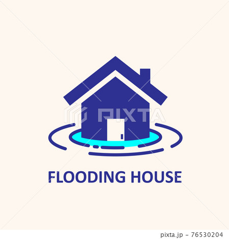 flooding house icon illustration vector on white background	 76530204