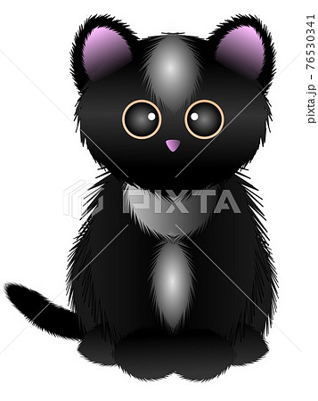 もふもふ黒猫のイラスト素材
