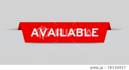 Red color inserted label with word available on gray background 76530957
