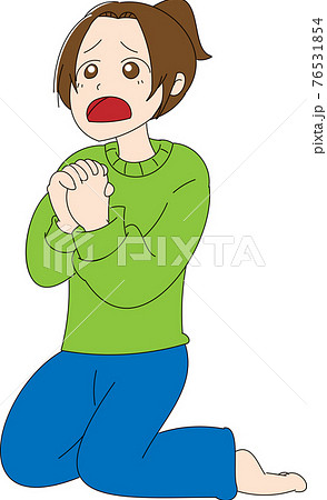 願っている　女性　ポニーテール 76531854