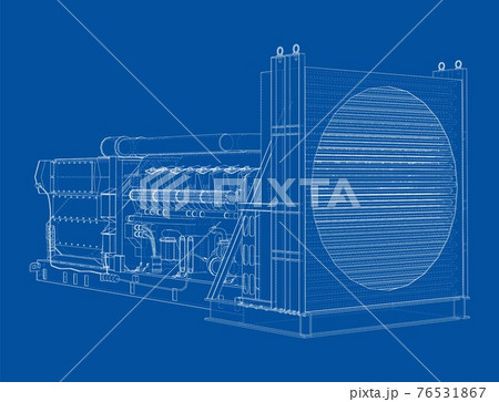 Large industrial diesel generator. Vector 76531867