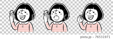 スマホを使用している女の子のツートンイラスト 76531971