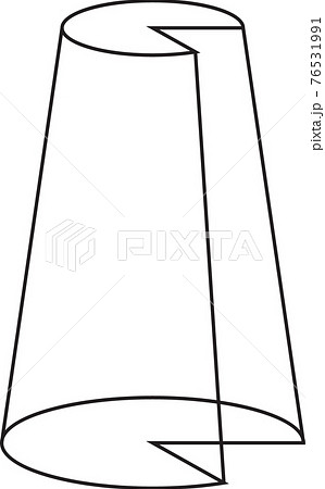 円錐台をカットした立体図形のイラストベクターのイラスト素材