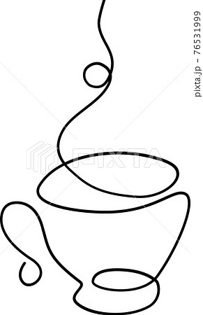 コーヒーカップの一筆書きイラストベクターのイラスト素材