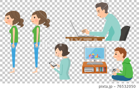 肩こりと猫背の原因と正しい姿勢 76532050