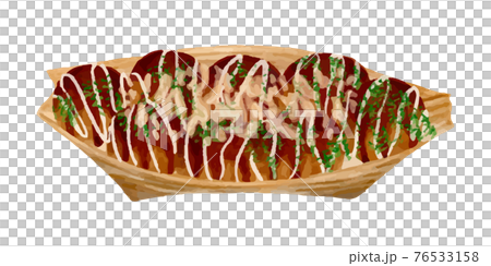 舟皿に乗ったたこ焼き　水彩ベクターイラスト 76533158
