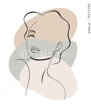 Fashion lineart portrait of young beautiful woman 76533160