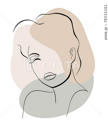 Fashion lineart portrait of young beautiful woman 76533161