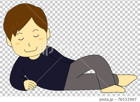 リラックスして寝転ぶ男性のイラスト素材