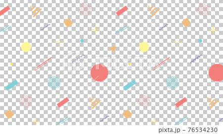 幾何学模様のカラフルな背景　パターン　ポップ　図形　丸　四角　三角　フラット　かわいい 76534230