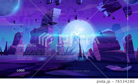Vector landing page of virtual outer space Vector landing page of virtual outer space 76534280
