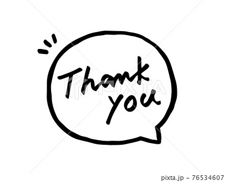 かわいい吹き出しの文字のThank you／手書き文字イラスト 76534607