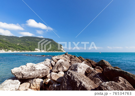 Beautiful view of the coast of riviera del Conero. Sirolo, Italy Beautiful view of the coast of riviera del Conero. Sirolo, Italy 76534763