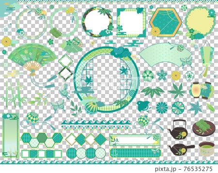 Fresh green Japanese material illustration set 3 / no characters 76535275