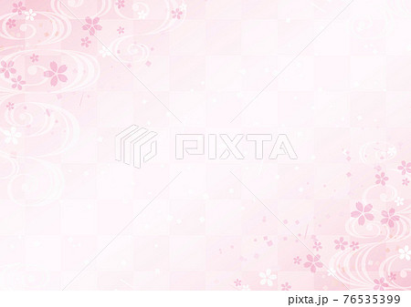 流水紋と桜のピンクの和柄背景のイラスト素材 [76535399] - PIXTA