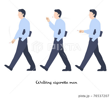 歩きタバコの男性 煙草 煙 ベクター イラスト 76537207
