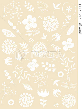 北欧風_草花柄_イエロー背景_縦806 76537541