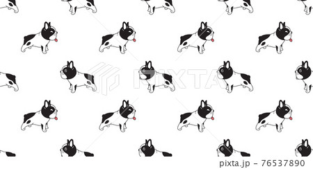 Dog Seamless Pattern French Bulldog Smile のイラスト素材