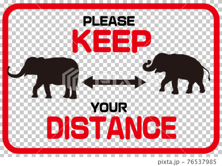 KEEP DISTANCE 英語社交距離標記動物和大象 76537985