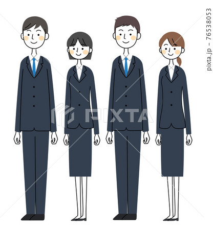 並ぶスーツの男女 4人 イラスト素材のイラスト素材