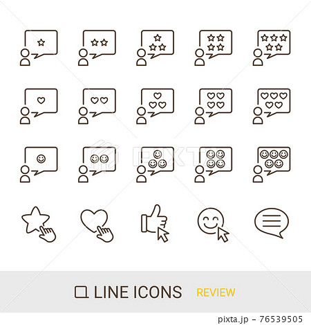 Ecサイトアイコン 定番コンテンツ レビュー ラインアイコンのイラスト素材