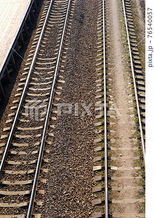 Railroad Crossing Close Up Goes To Horizon Railroad Crossing Close Up Goes To Horizon 76540057