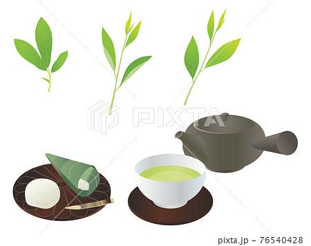 新茶で一服 緑茶セットのイラスト素材