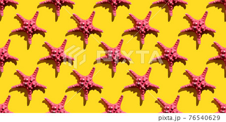 Summer painting with starfish with hard shadow. 76540629