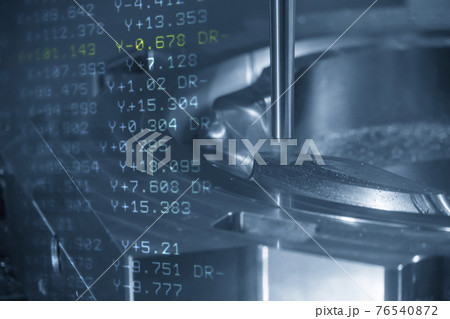 Abstract scene of CNC milling machine and G-code data. Abstract scene of CNC milling machine and G-code data. 76540872