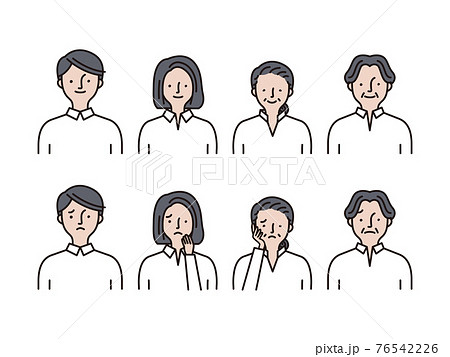 シンプルアイコンセット：若い男女・中年男女セットC 76542226
