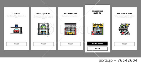 Underground Parking Onboarding Icons Set Vector Underground Parking Onboarding Icons Set Vector 76542604