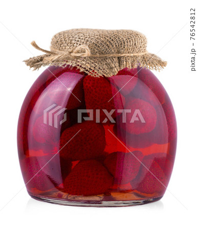 Strawberry jam jar isolated on white background. Strawberry jam jar isolated on white background. 76542812