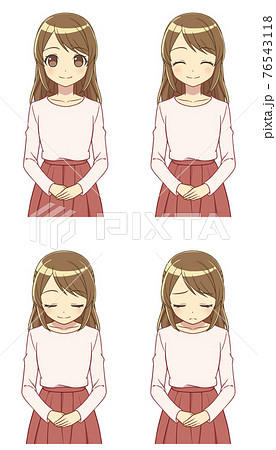 私服の女性 挨拶セット 76543118