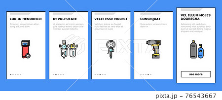 Air Compressor Tool Onboarding Icons Set Vector Air Compressor Tool Onboarding Icons Set Vector 76543667