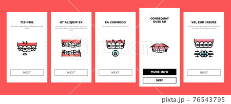 Tooth Braces Accessory Onboarding Icons Set Vector 76543795