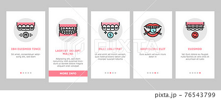 Tooth Braces Accessory Onboarding Icons Set Vector 76543799