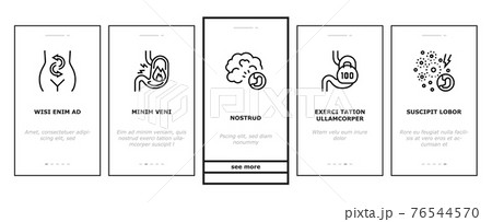 Digestion Disease And Treatment Onboarding Icons Set Vector 76544570