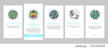 Probiotics Bacterium Onboarding Icons Set Vector 76544695