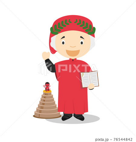 Dante Alighieri cartoon character. Vector - Stock Illustration