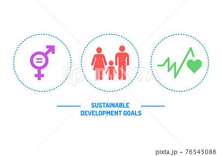 Corporate social responsibility sign. Sustainable Development Goals illustration. SDG signs. Pictogram for ad, web, mobile app, promo. Vector illustration element. 76545086