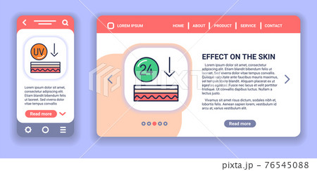 Effect on the skin web banner and mobile app kit. Health care. Outline vector illustration Effect on the skin web banner and mobile app kit. Health care. Outline vector illustration 76545088