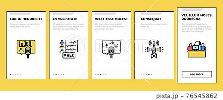 Radio Studio Podcast Onboarding Icons Set Vector 76545862
