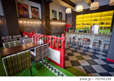 Colorful interior of stylish cozy color cafe 76546199